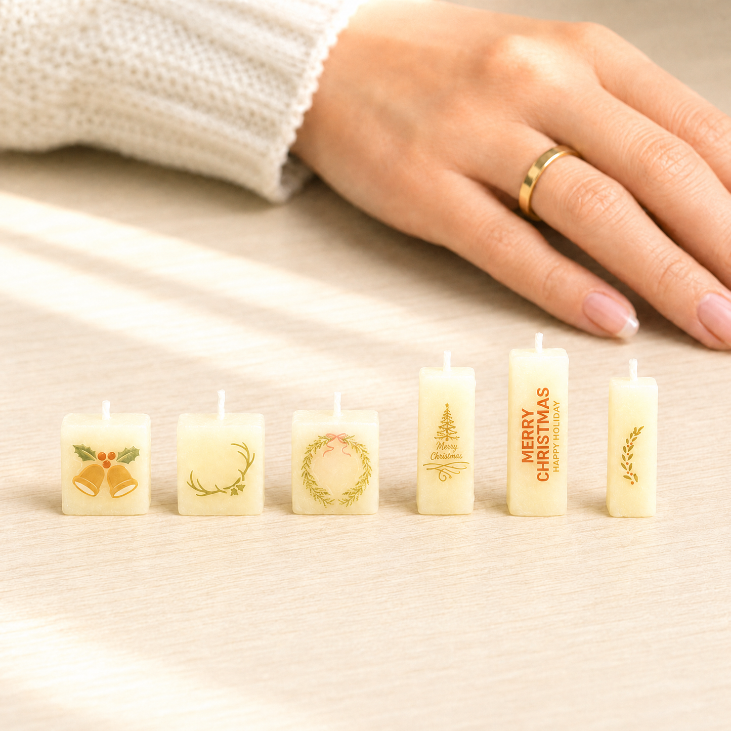 FDMINI Mini Christmas Candles – Set of 6 Real Burnable Holiday Candles for 1:6 1:8 1:12 Scale Dollhouse, BJD & Blythe Scenes