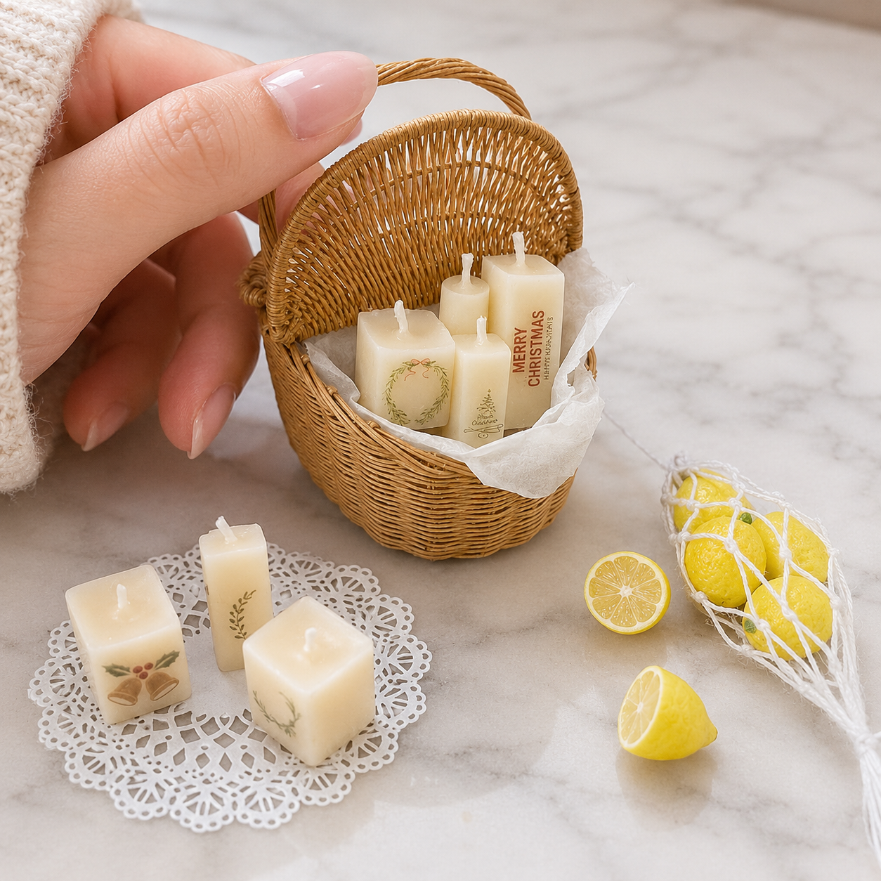 FDMINI Mini Christmas Candles – Set of 6 Real Burnable Holiday Candles for 1:6 1:8 1:12 Scale Dollhouse, BJD & Blythe Scenes