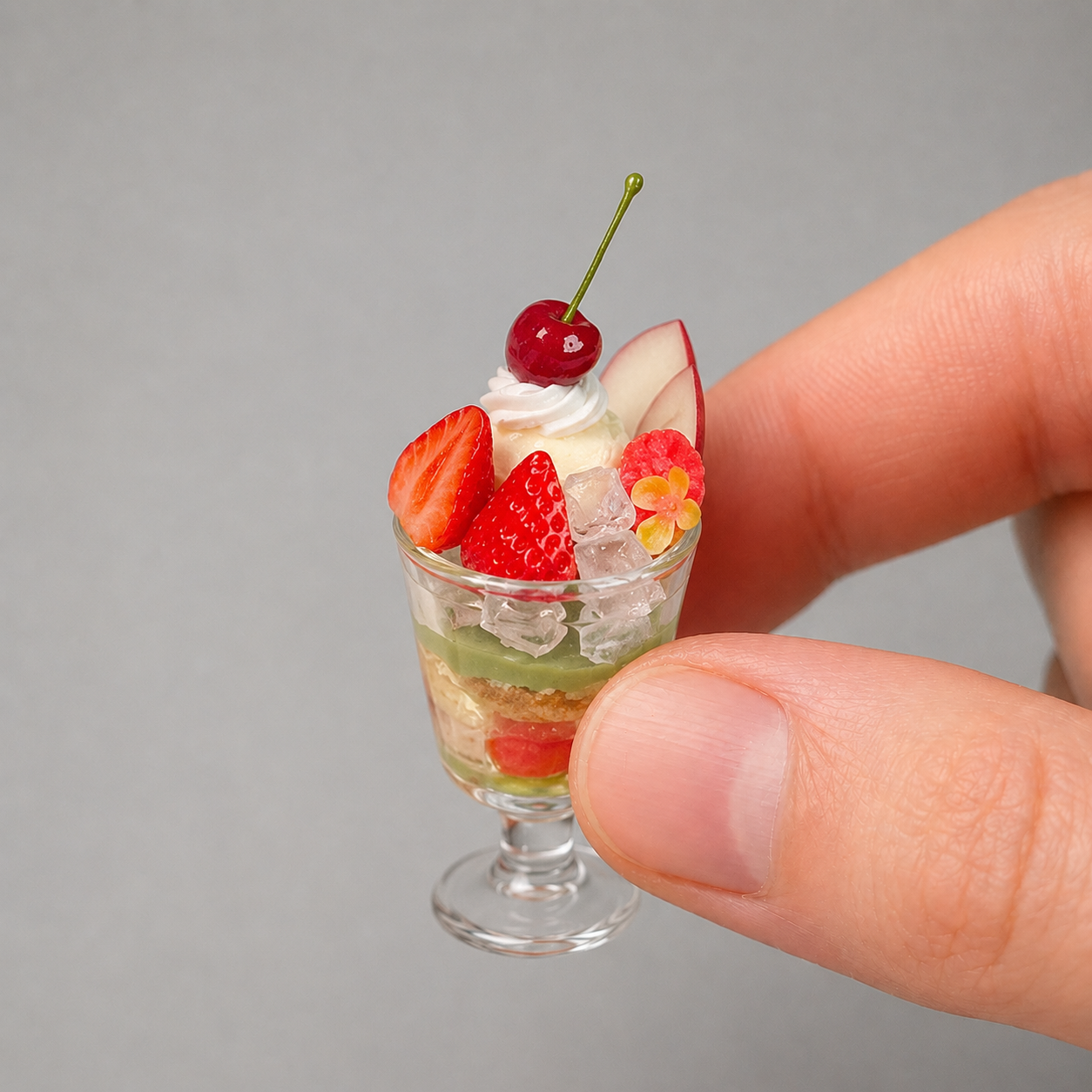1:6 Scale Miniature Strawberry Berry Summer Café Collection – 9 Styles Dollhouse Strawberry Parfait, Fruit Platter, Mille-Feuille & Caramel Pudding Cup, Handmade Polymer Clay Kawaii Food for Blythe BJD Diorama