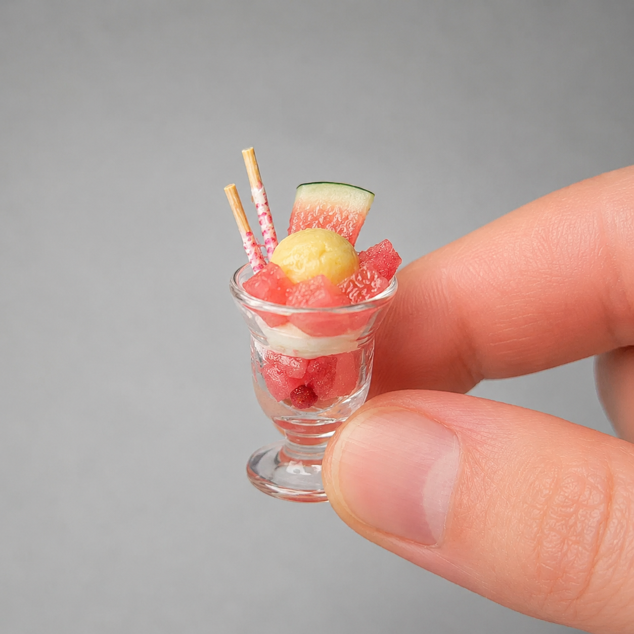 1:6 Scale Miniature Watermelon & Mango Summer Café Collection – 7 Styles Dollhouse Tropical Parfait, Fruit Jelly Platter & Watermelon Cake, Handmade Polymer Clay Kawaii Food for Blythe BJD Diorama