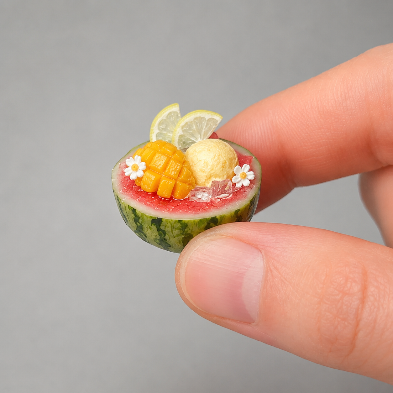 1:6 Scale Miniature Watermelon & Mango Summer Café Collection – 7 Styles Dollhouse Tropical Parfait, Fruit Jelly Platter & Watermelon Cake, Handmade Polymer Clay Kawaii Food for Blythe BJD Diorama