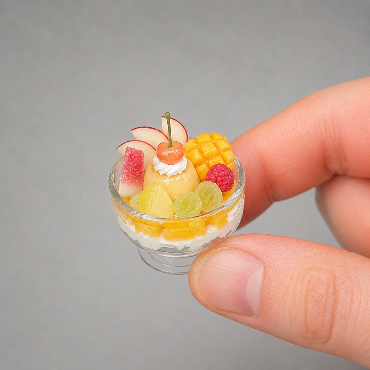 1:6 Scale Miniature Watermelon & Mango Summer Café Collection – 7 Styles Dollhouse Tropical Parfait, Fruit Jelly Platter & Watermelon Cake, Handmade Polymer Clay Kawaii Food for Blythe BJD Diorama
