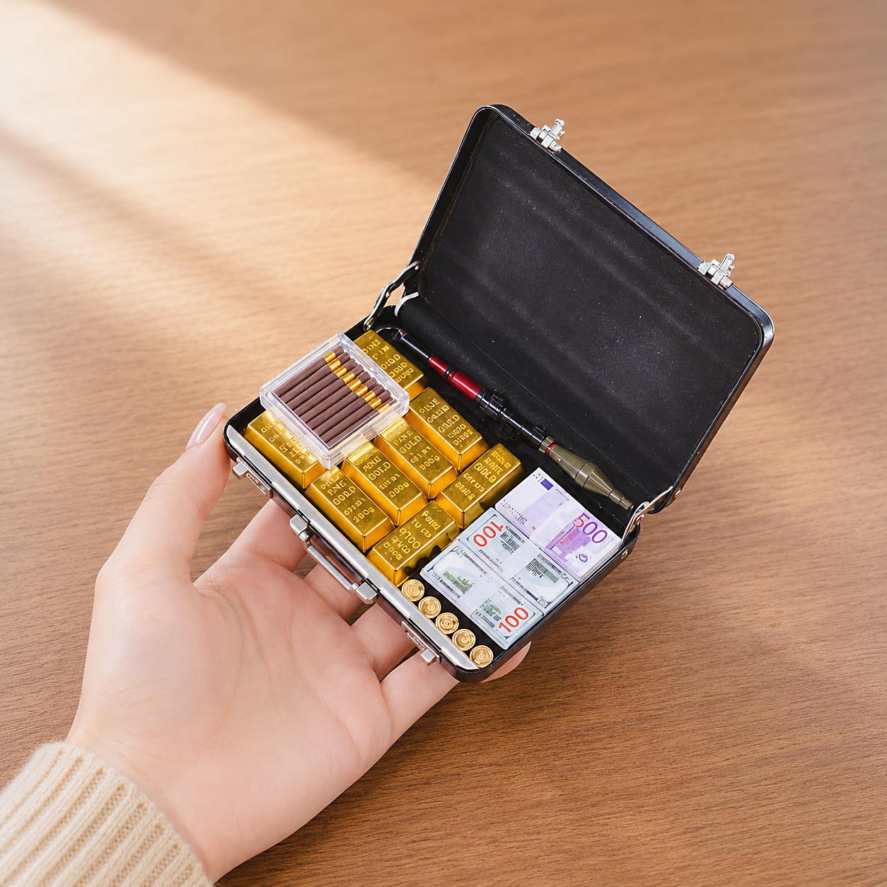 Black Briefcase Heist Set — 1:6 Scale