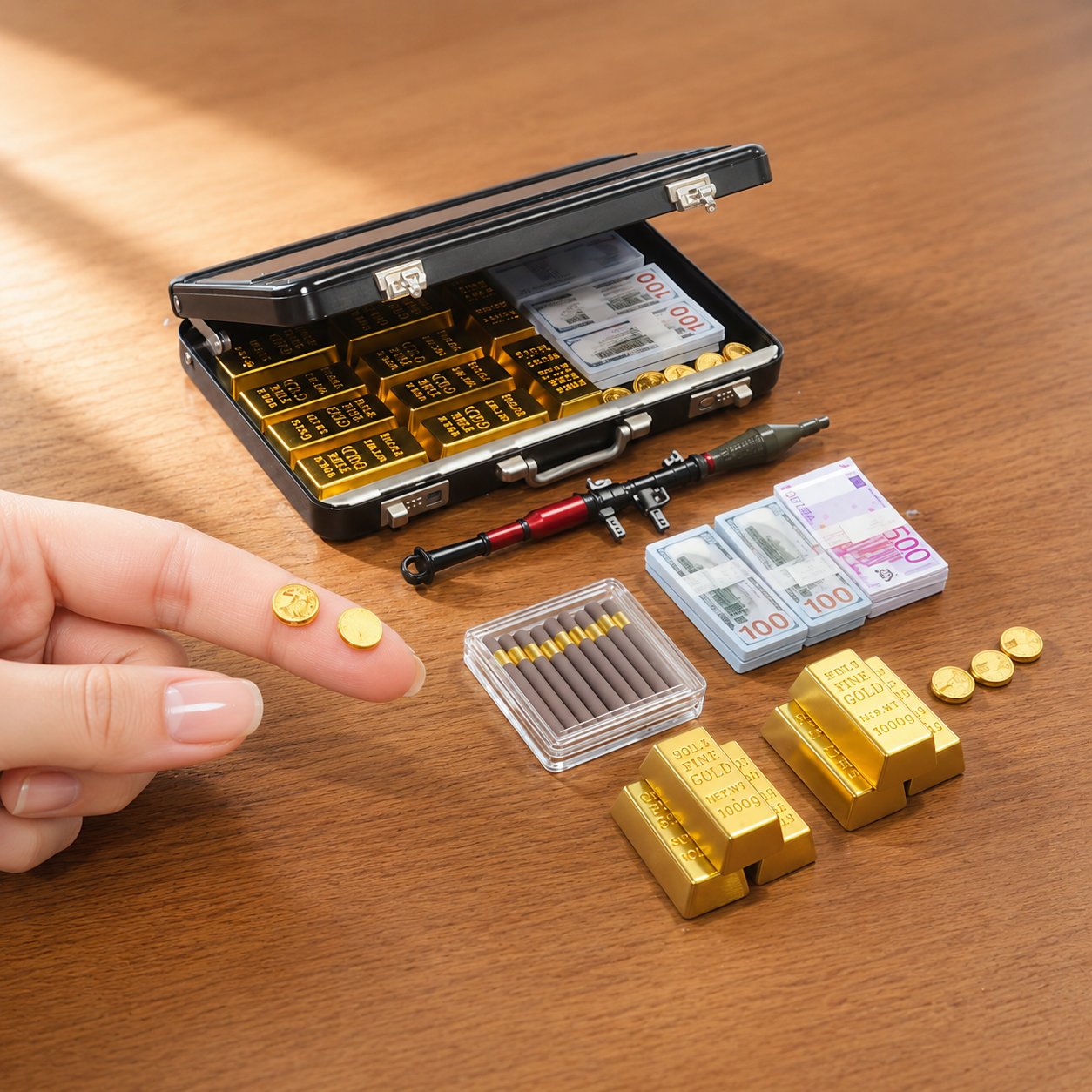 Black Briefcase Heist Set — 1:6 Scale