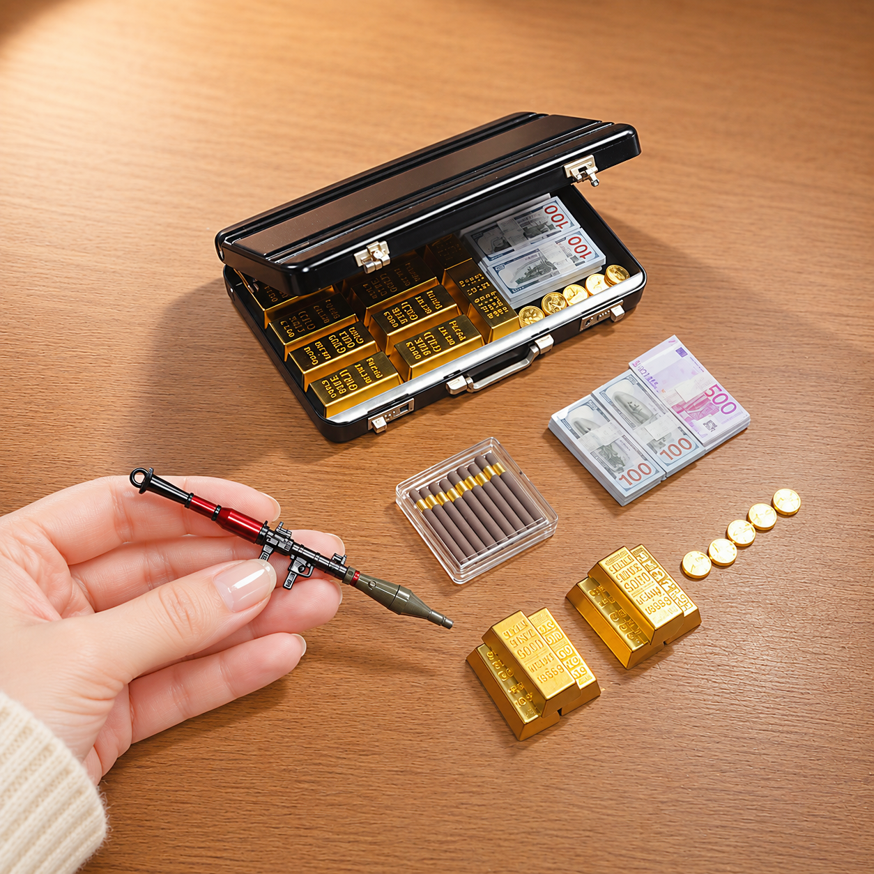 Black Briefcase Heist Set — 1:6 Scale