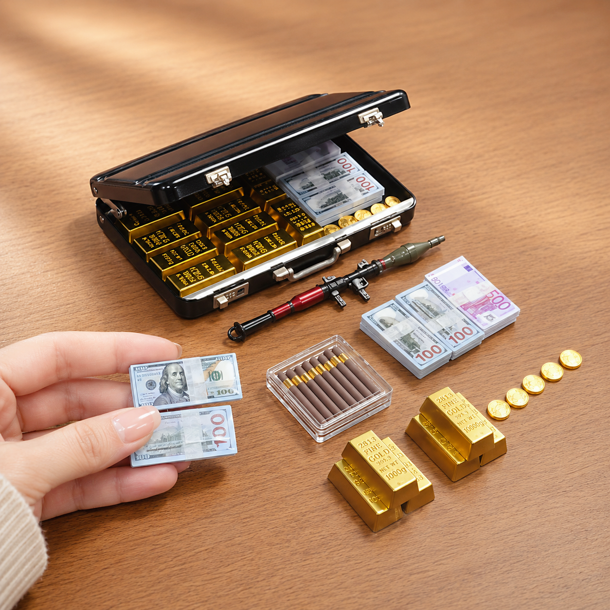 Black Briefcase Heist Set — 1:6 Scale