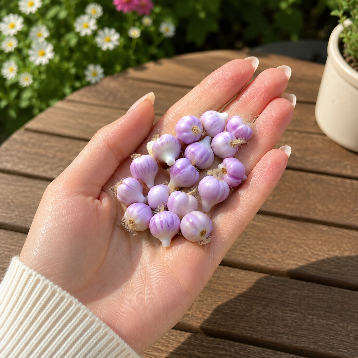 1:6 Scale Miniature Garlic Bulb Set – Dollhouse White & Purple Garlic Variety, Handmade Polymer Clay Realistic Kitchen Vegetable for Blythe BJD Diorama