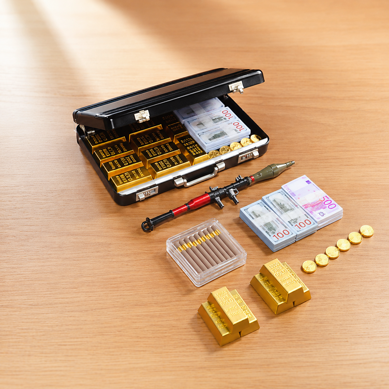 Black Briefcase Heist Set — 1:6 Scale