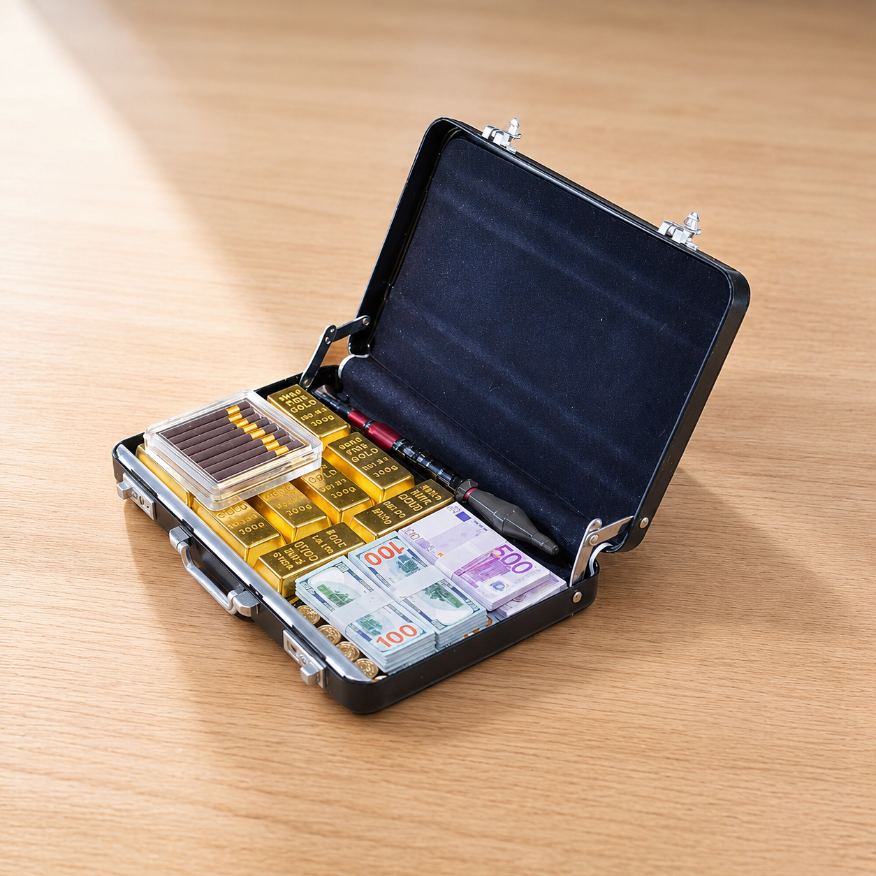 Black Briefcase Heist Set — 1:6 Scale