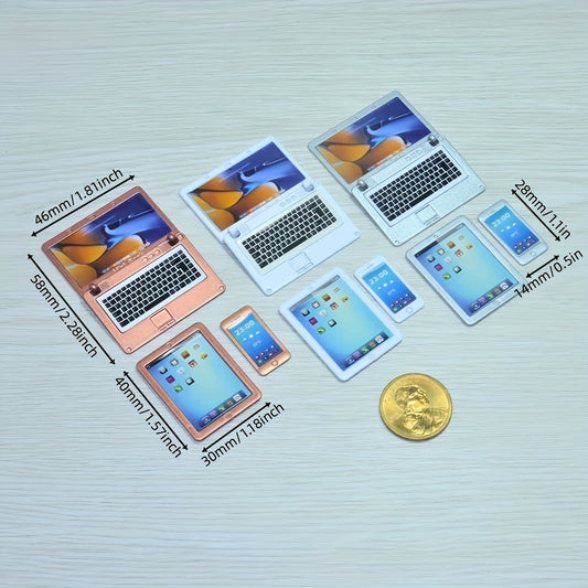 1:6 Mini Smartphone, Tablet & The Notebook Set - Metallic Electronics Models for BJD/Blythe | Realistic Dollhouse Props, Photography Accessories, Spring Break Essentials & Easter Basket Stuffers