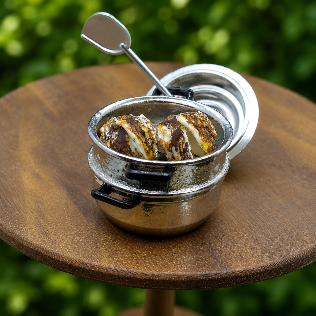 Miniature Grilled Oysters - Hand-Sculpted 1:6 Scale Garlic Oysters on the Half Shell with Scallion & Chili, Realistic Seafood Dollhouse Food for Blythe & Barbie Kitchen Dioramas, Resin Jewelry & Polymer Clay Food