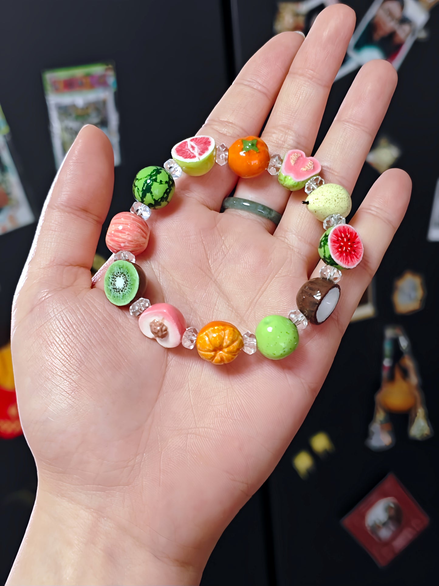 handmade polymer clay summer fruit charm bracelet fdmini