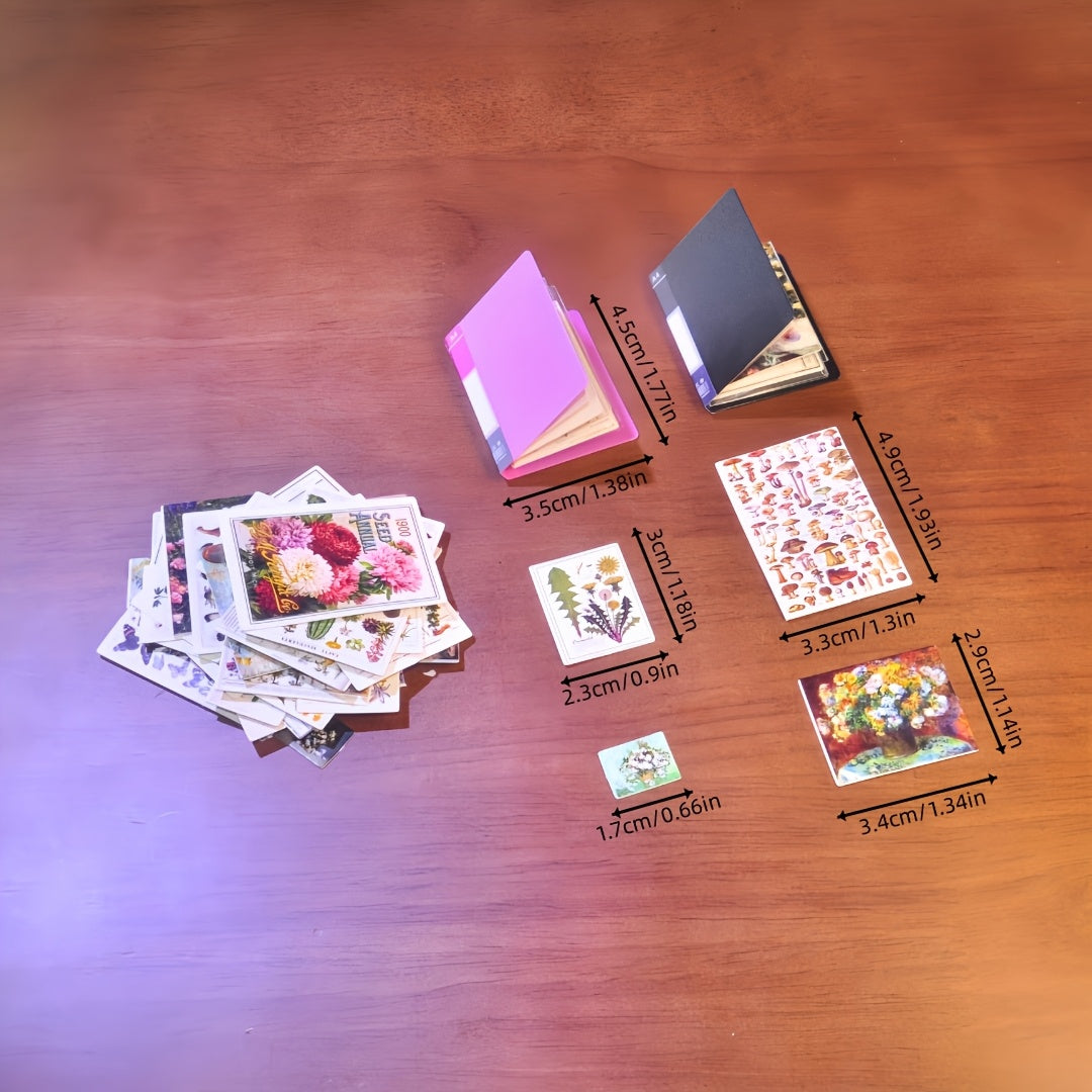 48-Piece Miniature Dollhouse Plant Posters & Flower Art Postcards with 2 Sets of A4 Office File Folder Miniature Scenes - Ideal for Creative Gifts and Unique Novelty Collectibles for Ages 14+