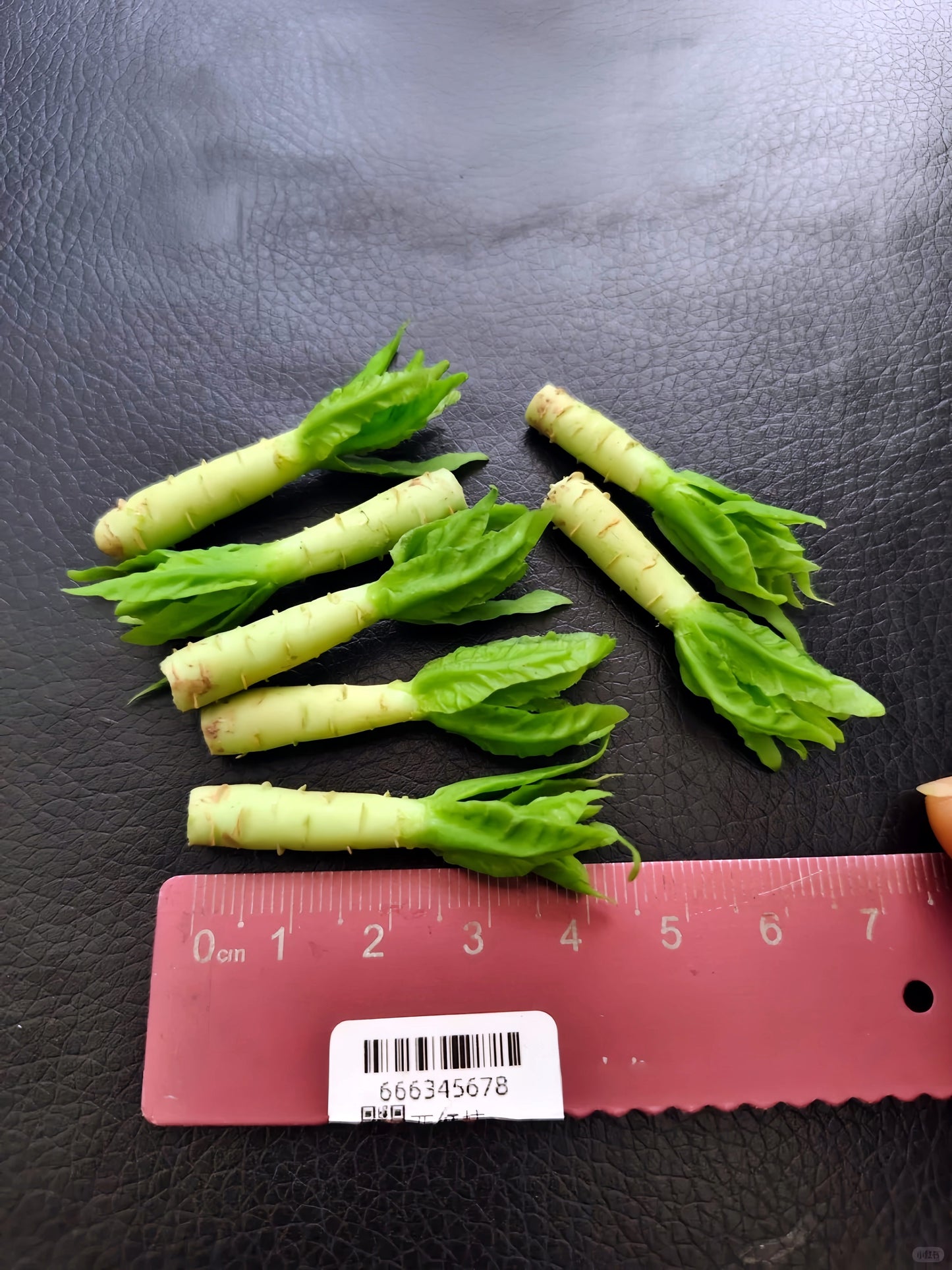 6Pcs Miniature Celtuce Set – Hand-Sculpted 1:6 Scale Chinese Stem Lettuce, Realistic Tiny Asian Vegetable for Blythe & Barbie Dollhouse Kitchens, Wet-Market & Stir-Fry Dioramas, Resin Jewelry & Polymer Clay Food