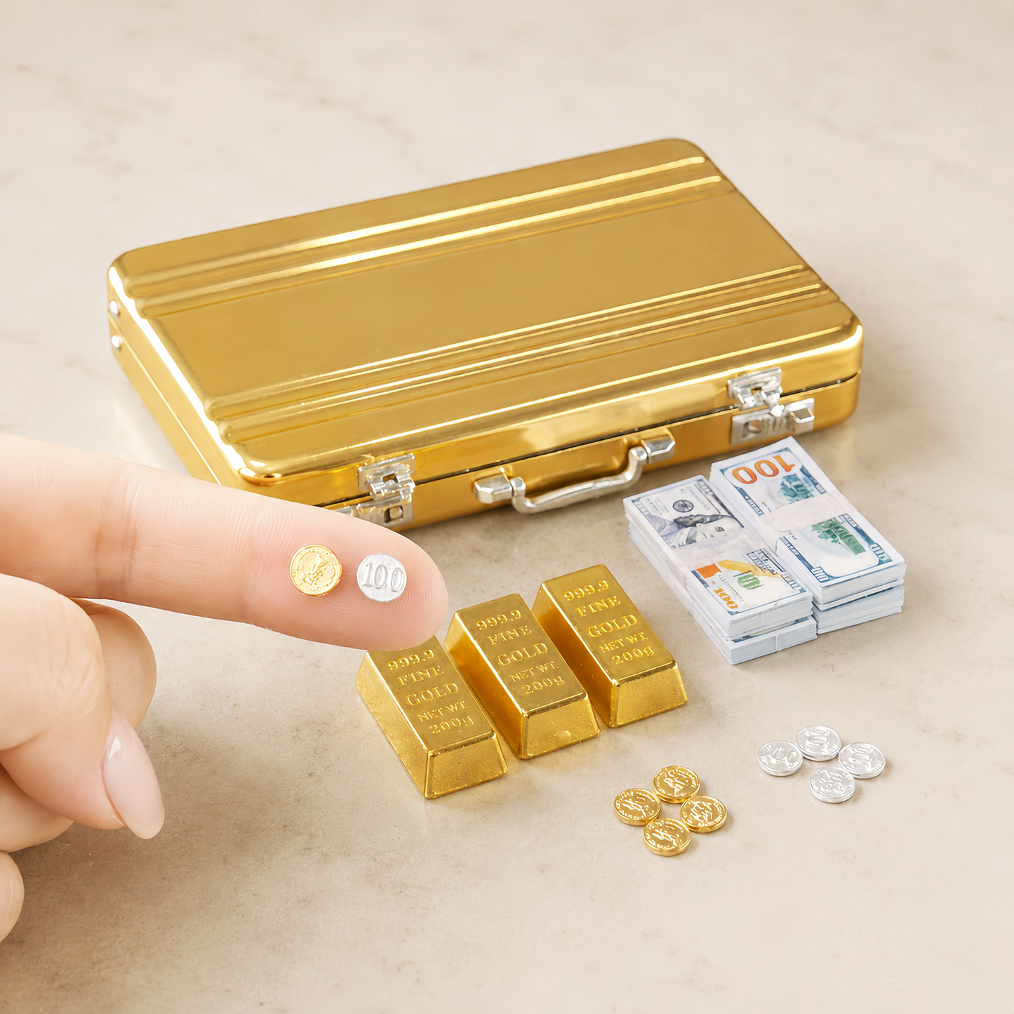 Gold Briefcase Money Set — 30pcs