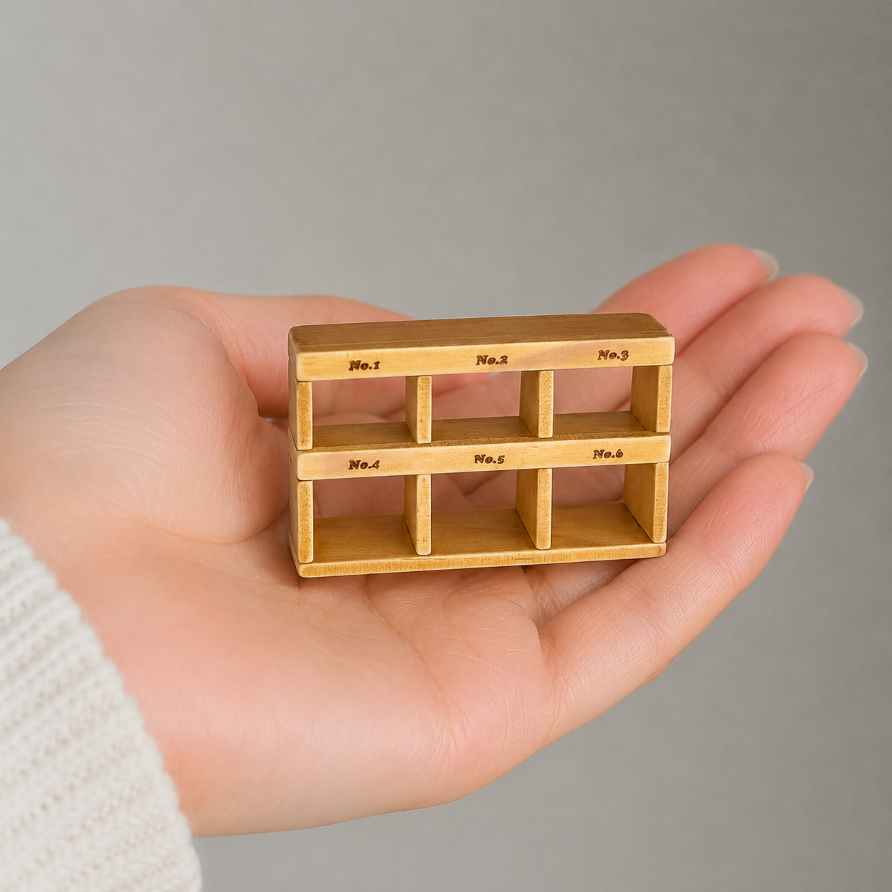 FDMINI Mini Vintage Wooden Storage Set – 4-Piece Handmade Miniature Shelf, Crate & Divided Box for 1:6 1:8 Scale Dollhouse, BJD & Blythe Scenes