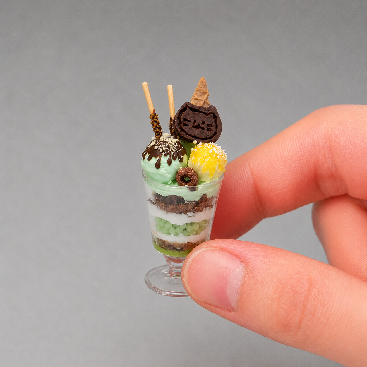 1:6 Scale Miniature Blue Jelly Dessert Set – Dollhouse Mixed Berry Fruit Tart, Cat Cookie Parfait & Blue Ocean Ice Cream Plate, Handmade Polymer Clay Café Food for Blythe BJD Diorama
