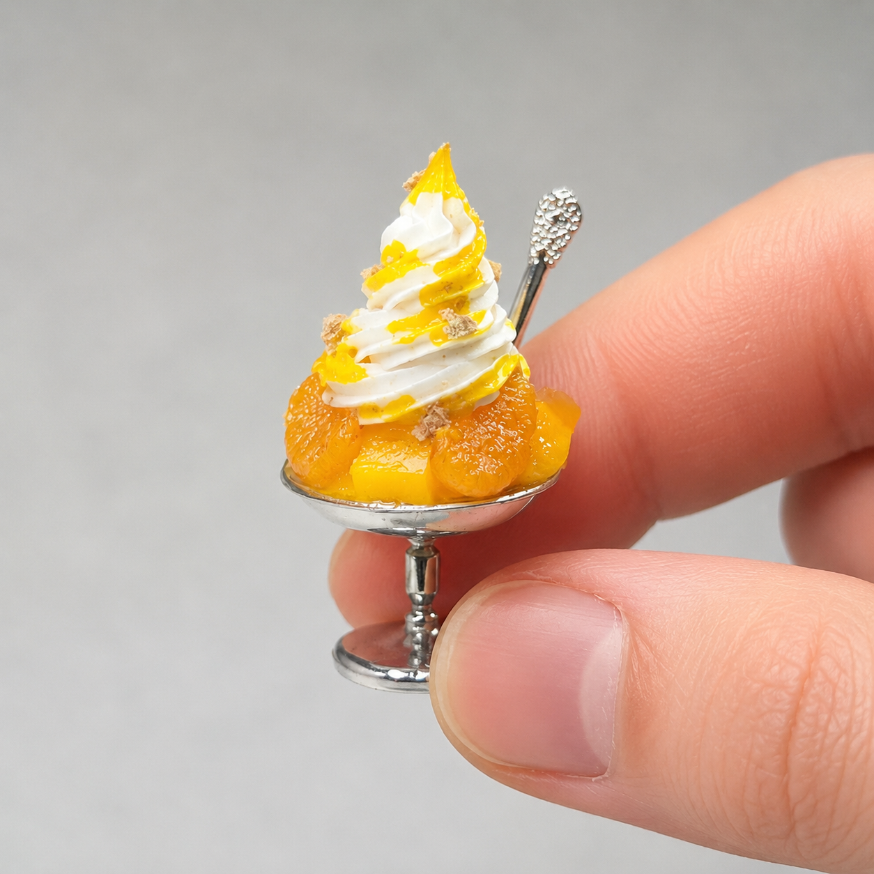 1:6 Scale Miniature Bingsu Shaved Ice Cup Collection – 3 Styles Dollhouse Strawberry, Mango & Muscat Korean Dessert, Handmade Polymer Clay Café Food for Blythe BJD Diorama