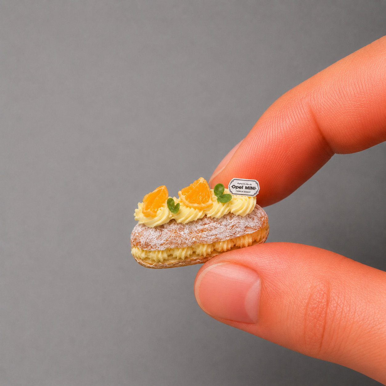 1:6 Scale Miniature Orange Citrus Dessert Set – Dollhouse Chocolate Sundae Cup, Orange Parfait, Fruit Jelly Platter & Orange Cream Puff, Handmade Polymer Clay Café Food for Blythe BJD Diorama