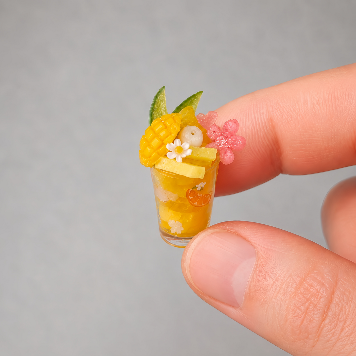 1:6 Scale Miniature Mango & Citrus Summer Café Collection – 6 Styles Dollhouse Tropical Parfait, Orange Jelly Platter, Mango Cupcake & Pineapple Cup, Handmade Polymer Clay Kawaii Food for Blythe BJD Diorama