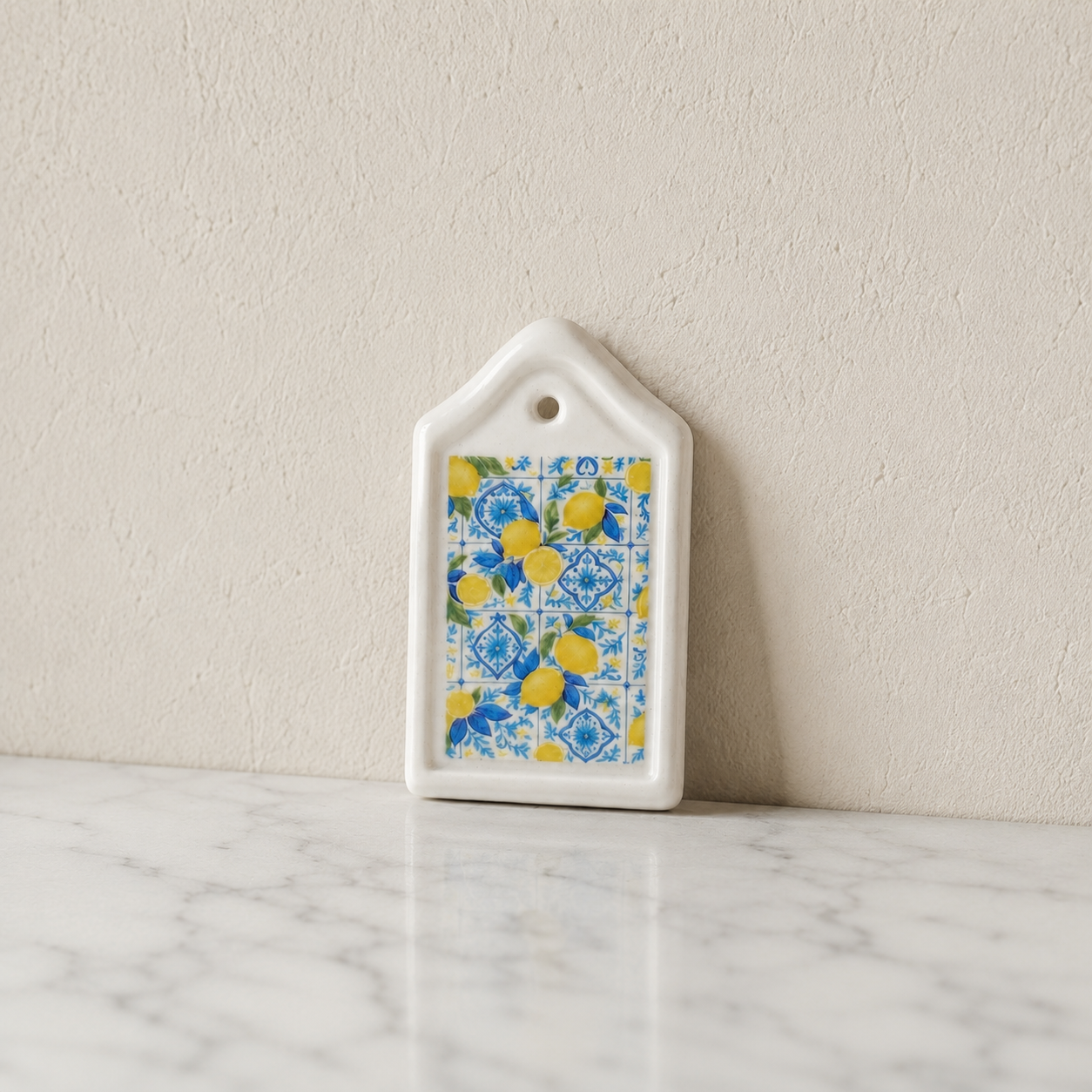 FDMINI Mini Ceramic Serving Boards – 6 Mediterranean Lemon & Tile Designs Miniature Kitchen Props for 1:6 Scale Dollhouse, BJD & Blythe Scenes