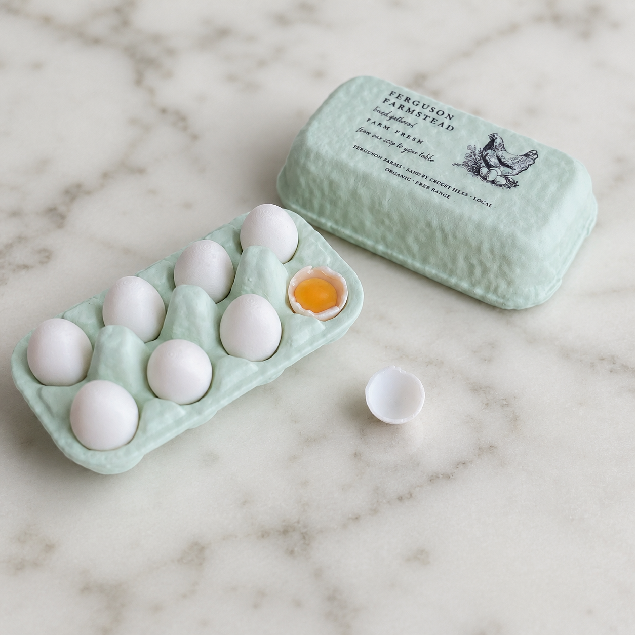 FDMINI Mini Egg Carton with Realistic Eggs – Miniature Farmhouse Egg Box Food Prop for 1/6 1/8 Scale Dollhouse & BJD Kitchen Scenes