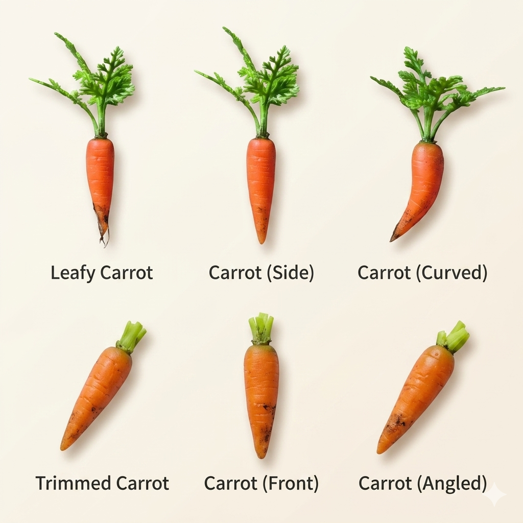 6Pcs Miniature Carrot Set – Hand-Sculpted 1:12 Scale Dollhouse Carrots with Leafy Green Tops, Realistic Garden-Fresh Produce for Dioramas, Fairy Gardens & Polymer Clay Food Miniatures