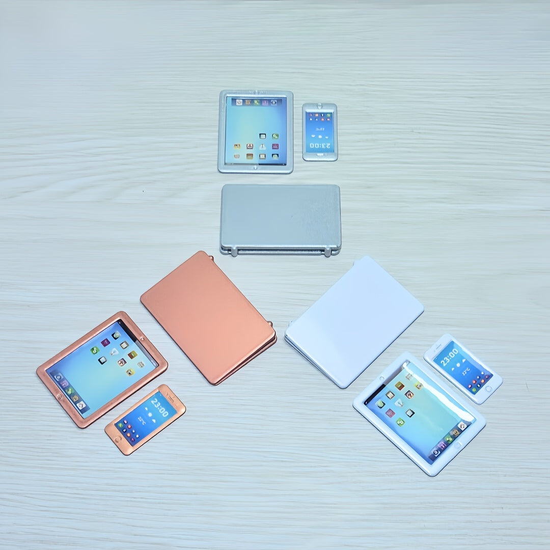 1:6 Mini Smartphone, Tablet & The Notebook Set - Metallic Electronics Models for BJD/Blythe | Realistic Dollhouse Props, Photography Accessories, Spring Break Essentials & Easter Basket Stuffers