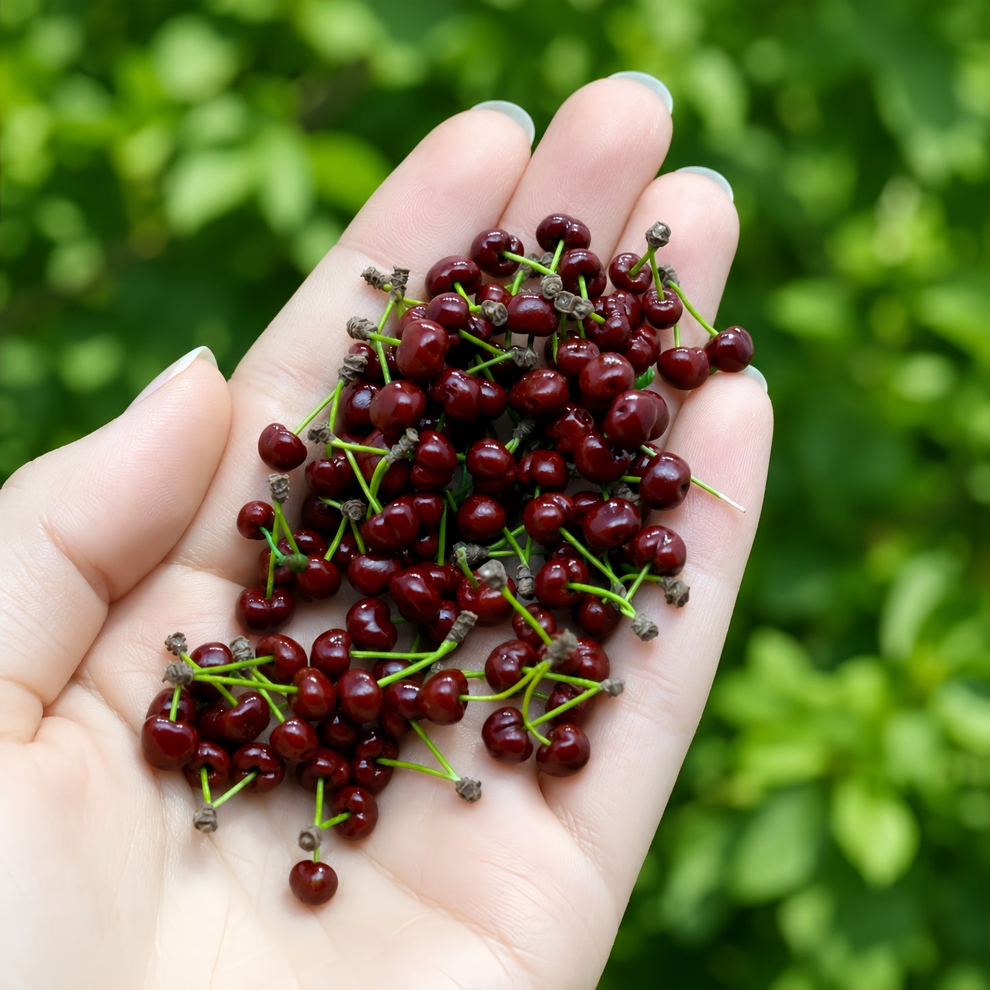 6Pcs Miniature Cherries(A set of two) - Hand-Sculpted 1:6 Scale Red Cherry Pairs on Stems, Glossy Dark-Red Fruit, Realistic Dollhouse Fruit for Blythe & Barbie Dioramas, Resin Jewelry & Polymer Clay Food