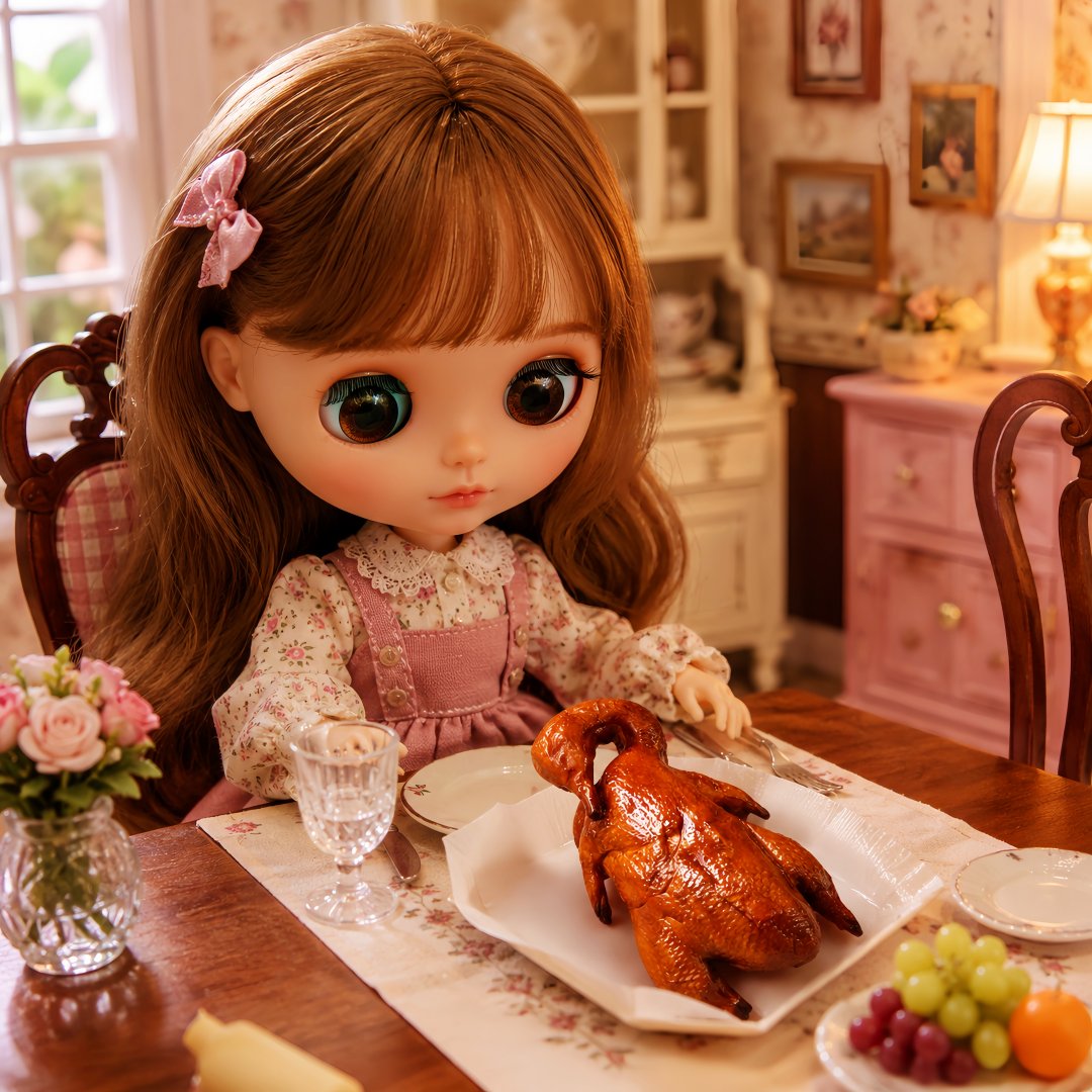 Miniature Roast Goose – Hand-Sculpted 1:6 Scale Dollhouse Whole Cantonese Roast Goose on a Plate, Glossy Crispy Skin, Realistic Chinese Siu Mei Dish for Blythe & Barbie Dioramas, Resin Jewelry & Polymer Clay Food Miniatures