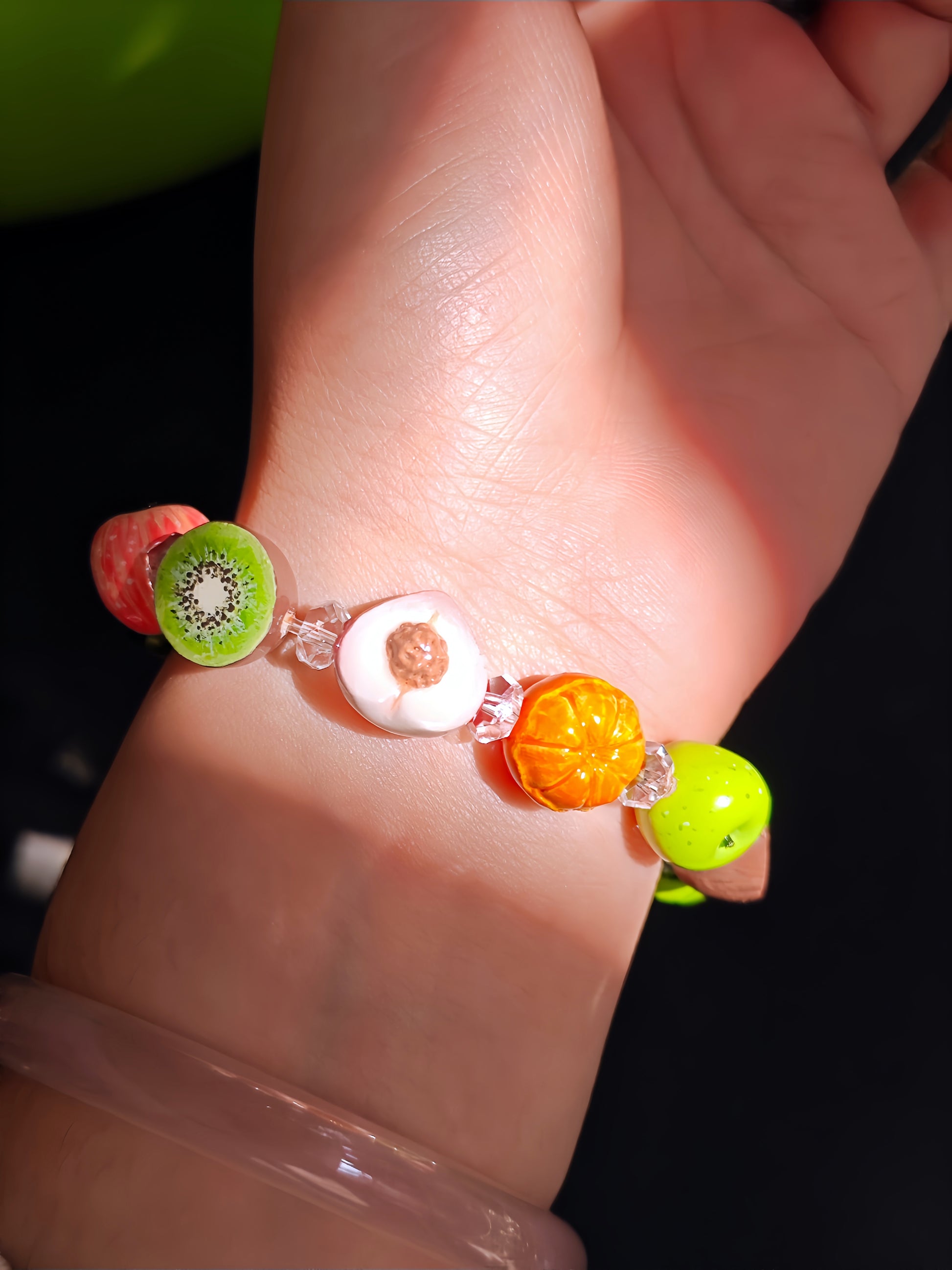 miniature fruit charm bracelet with watermelon and kiwi fdmini
