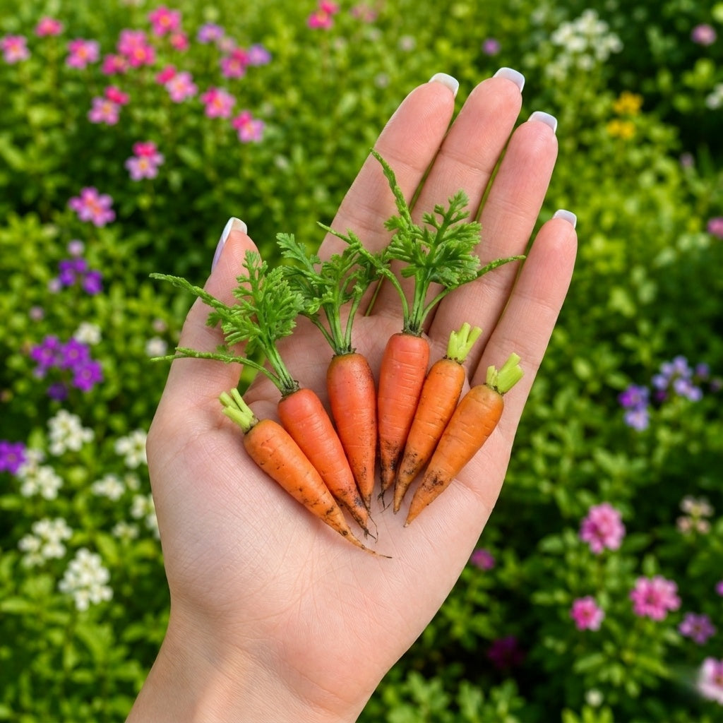 6Pcs Miniature Carrot Set – Hand-Sculpted 1:12 Scale Dollhouse Carrots with Leafy Green Tops, Realistic Garden-Fresh Produce for Dioramas, Fairy Gardens & Polymer Clay Food Miniatures