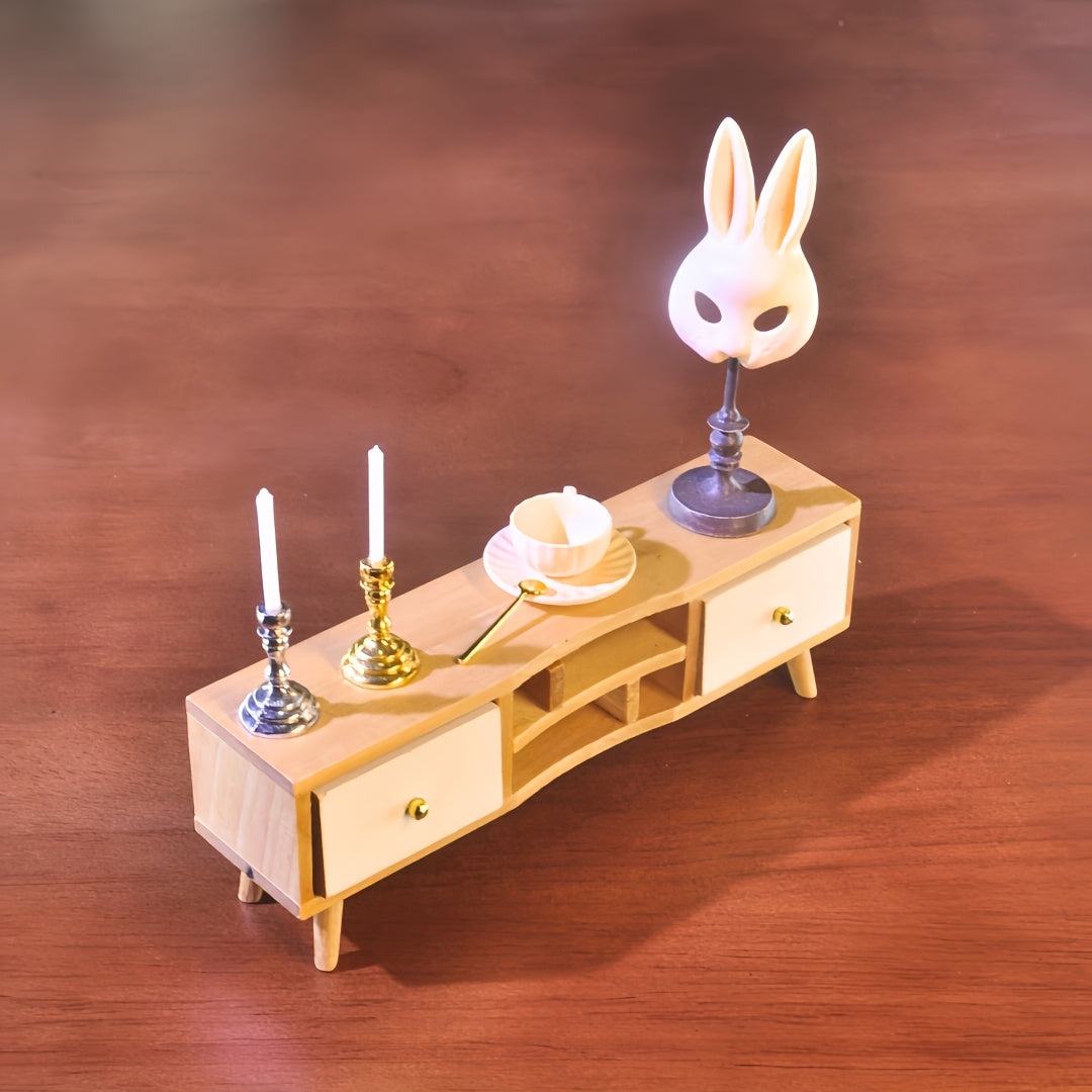 1:6 Scale Miniature Rabbit Mask, Gold & Silver Candle Holders, and Coffee Cup Set - Ideal for Creative Gifts, Dollhouse Accessories, and Unique Novelty Collectibles for Ages 14+