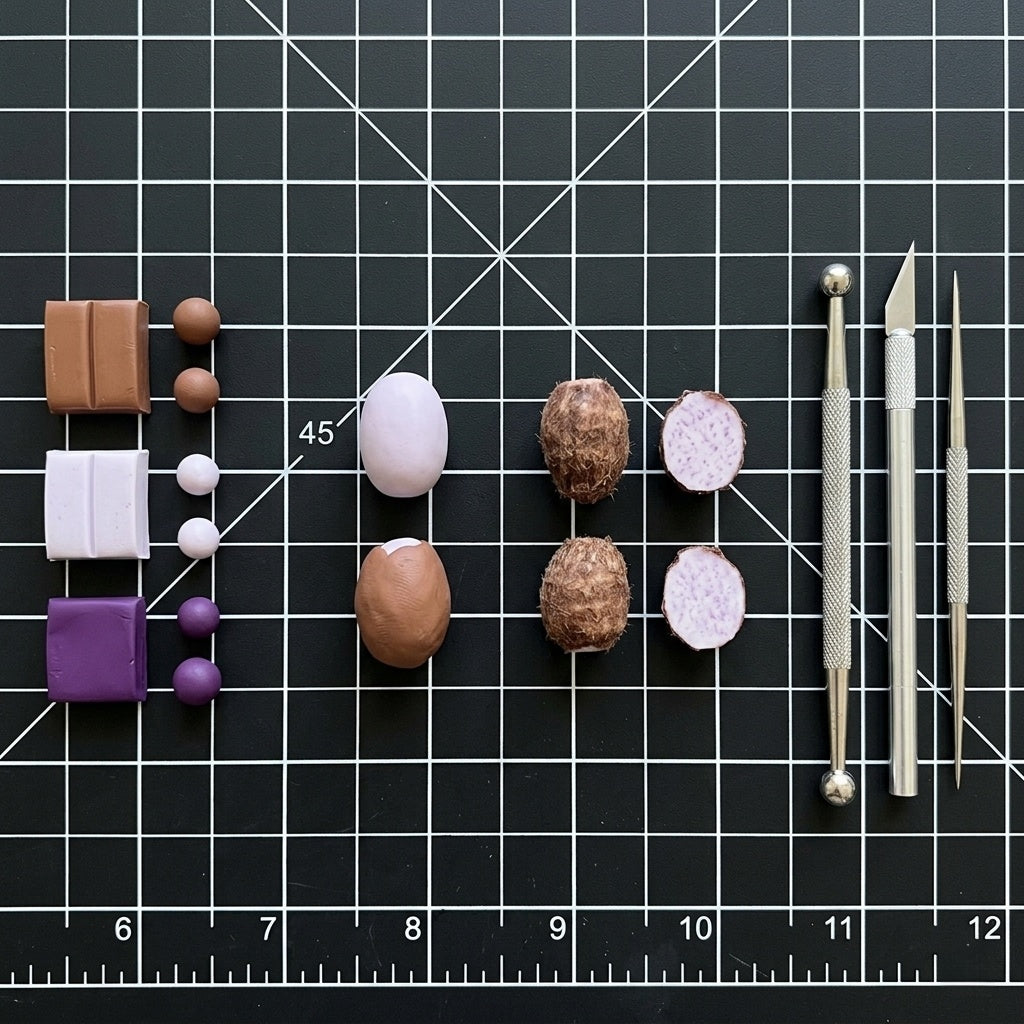 6Pcs Miniature Taro Set – Hand-Sculpted 1:6 Scale Dollhouse Taro Root with Fuzzy Skin and Purple-Speckled Flesh, Realistic Tiny Asian Vegetable for Blythe & Barbie Dioramas, Resin Jewelry & Polymer Clay Food MiniaturesB · Reddit / 社媒短标题