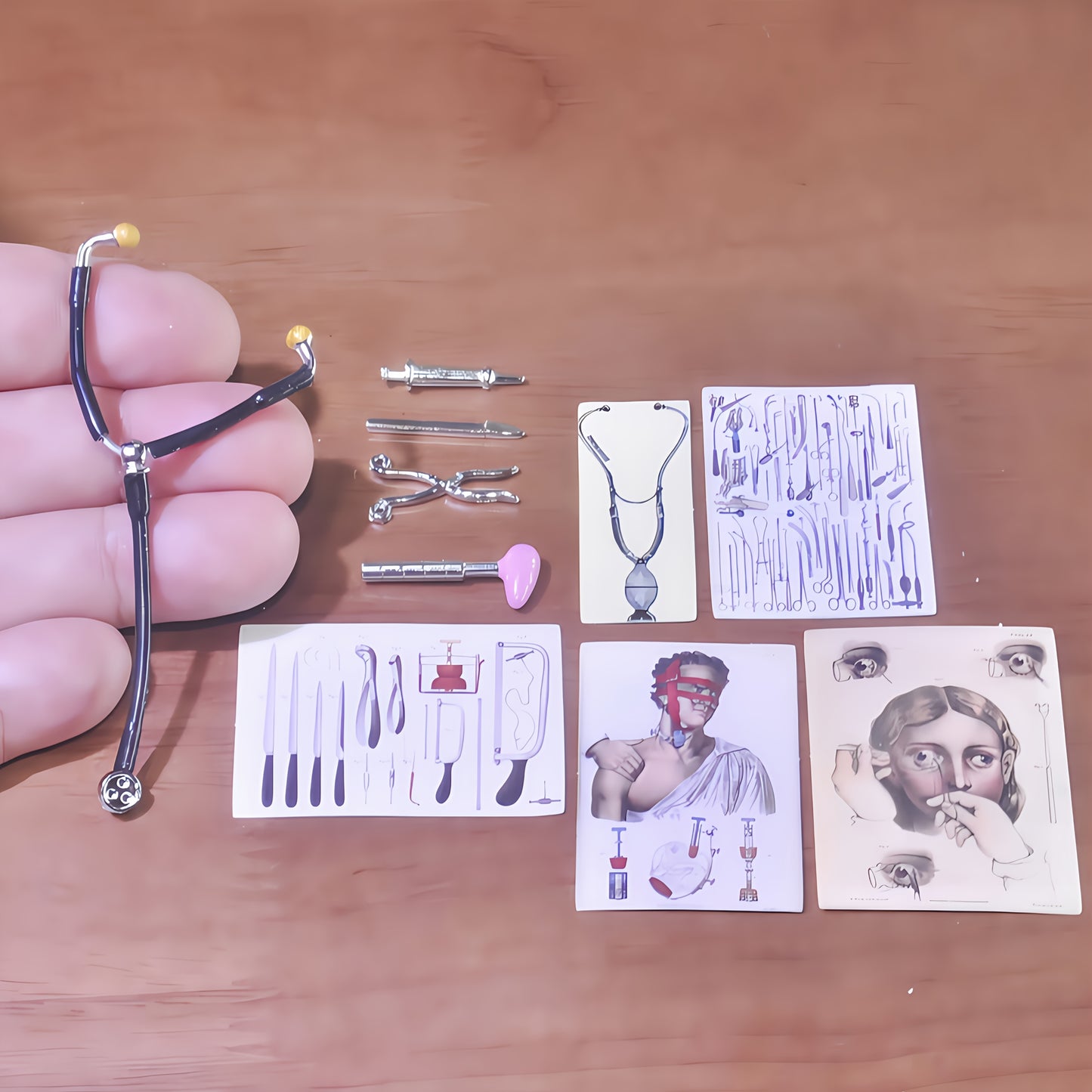 62-Piece 1:6 Scale Miniature Medical Posters & Instruments Set - Ideal for Creative Gifts, Dollhouse Accessories, and Unique Novelty Collectibles for Ages 14+