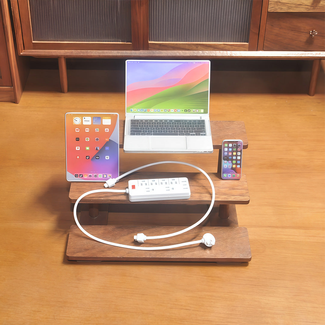 1:6 Scale Miniature Modern Tech Set - Dollhouse Laptop, Tablet, Smartphone & Power Strip - Realistic Office Accessories (Silvery Edition)