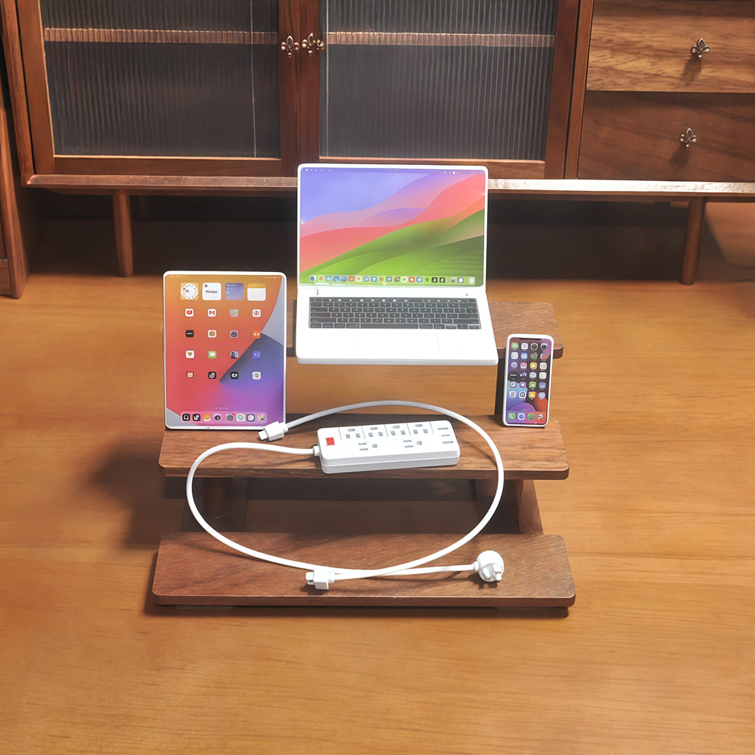 1:6 Scale Miniature Modern Tech Set - Dollhouse Laptop, Tablet, Smartphone & Power Strip - Realistic Office Accessories (White Edition)