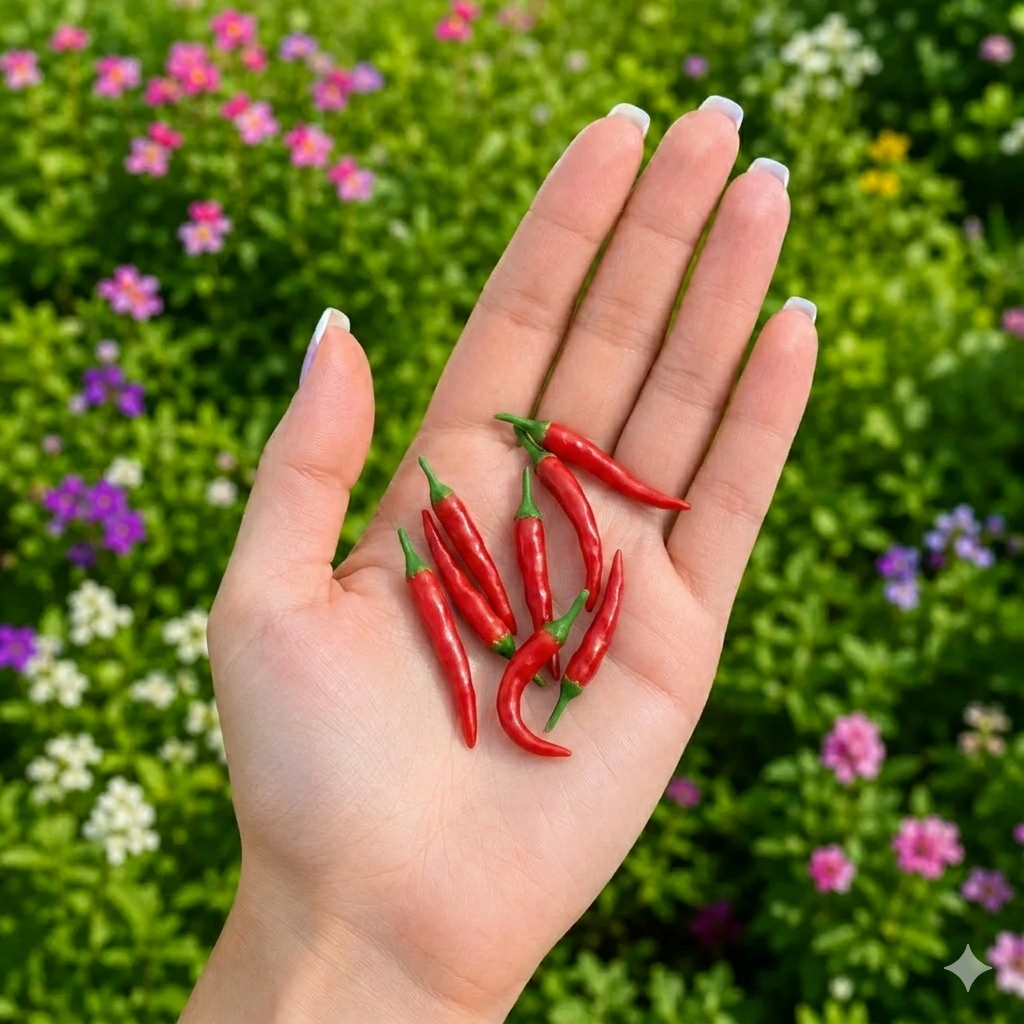 8Pcs Miniature Red Chili Pepper Set – Hand-Sculpted 1:6 Scale Dollhouse Chili Peppers with Glossy Skin and Green Stems, Realistic Tiny Hot Peppers for Blythe & Barbie Kitchen Dioramas, Resin Jewelry & Polymer Clay Food Miniatures
