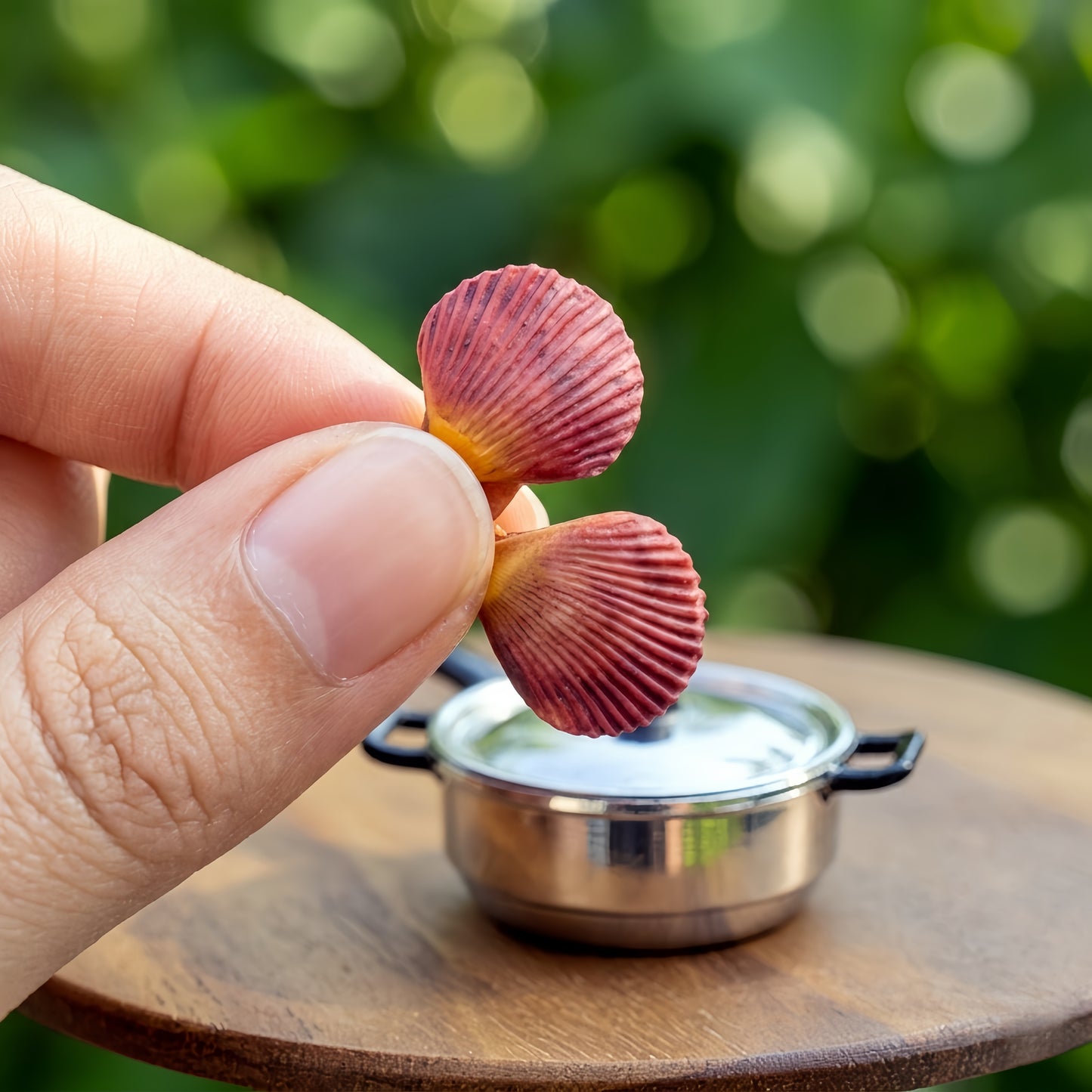 Miniature Scallops - Hand-Sculpted 1:6 Scale Scallops in the Shell with Ribbed Texture, Realistic Seafood Dollhouse Food for Blythe & Barbie Kitchen Dioramas, Resin Jewelry & Polymer Clay Food