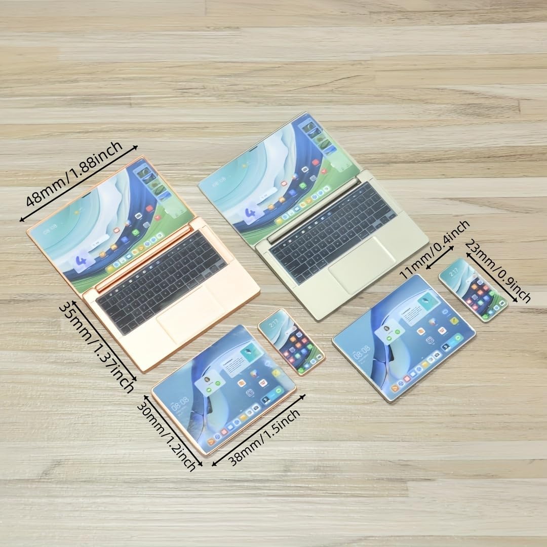 Dollhouse Decoration Miniature Accessories Dollhouse Worlds Smallest Computer Laptop Tablet Phone Simulation Accessories for Doll 1:6 1:12 Miniatures Play Set