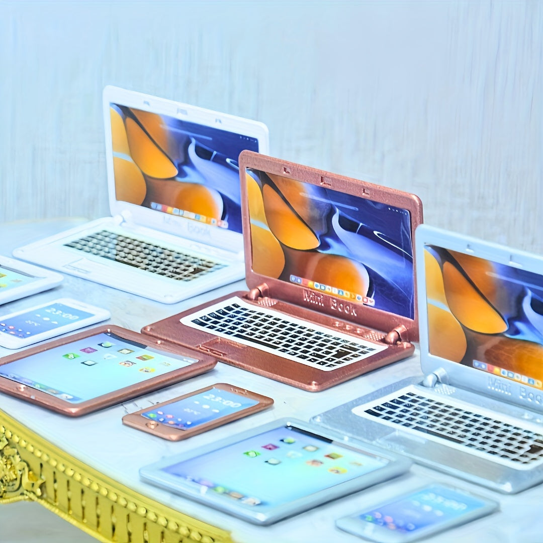 1:6 Mini Smartphone, Tablet & The Notebook Set - Metallic Electronics Models for BJD/Blythe | Realistic Dollhouse Props, Photography Accessories, Spring Break Essentials & Easter Basket Stuffers