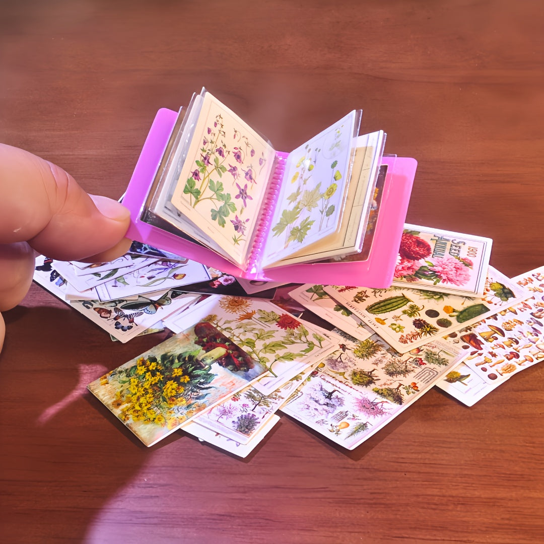 48-Piece Miniature Dollhouse Plant Posters & Flower Art Postcards with 2 Sets of A4 Office File Folder Miniature Scenes - Ideal for Creative Gifts and Unique Novelty Collectibles for Ages 14+