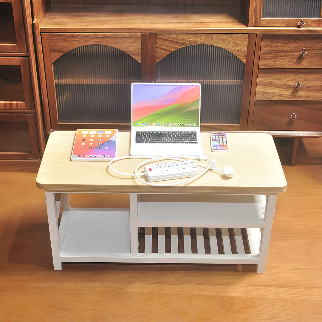 1:6 Scale Miniature Modern Tech Set - Dollhouse Laptop, Tablet, Smartphone & Power Strip - Realistic Office Accessories (White Edition)