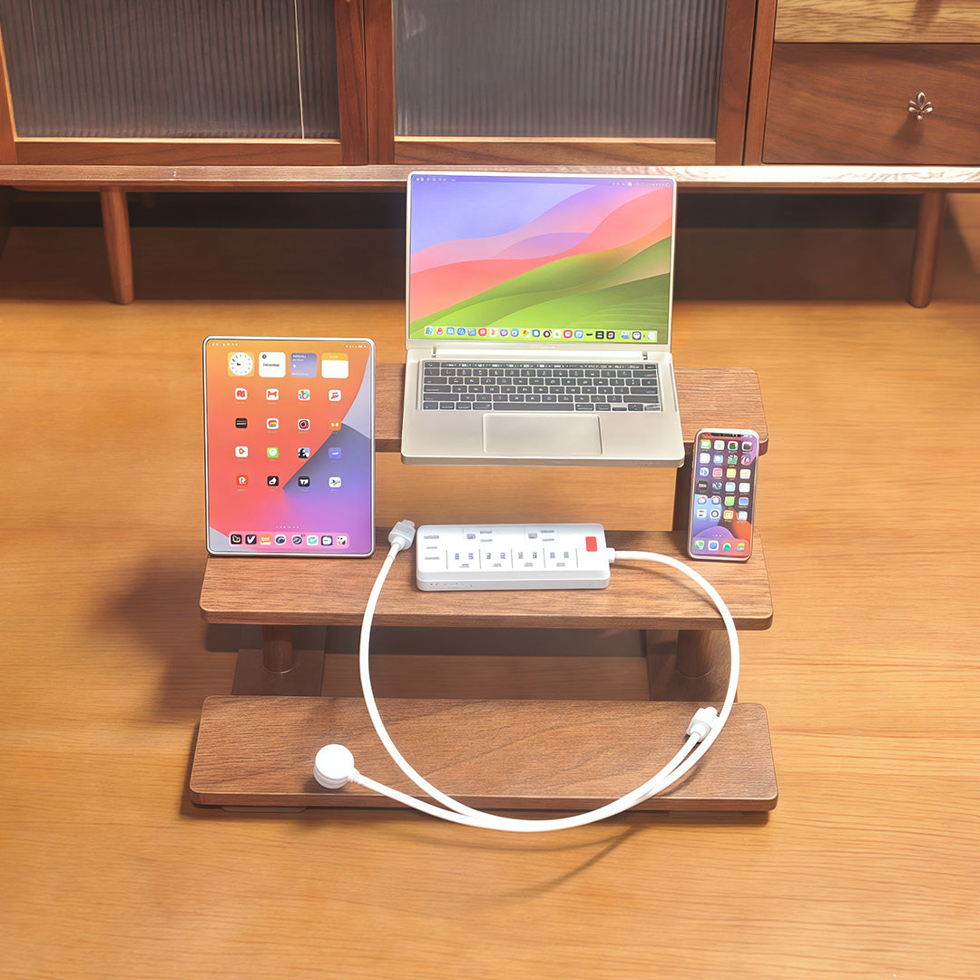 1:6 Scale Miniature Modern Tech Set - Dollhouse Laptop, Tablet, Smartphone & Power Strip - Realistic Office Accessories (Titanium  Edition)
