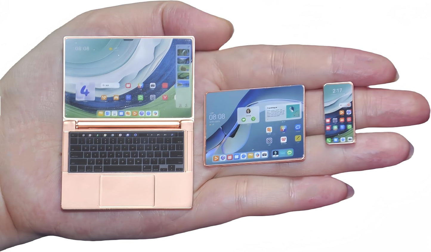 Dollhouse Decoration Miniature Accessories Dollhouse Worlds Smallest Computer Laptop Tablet Phone Simulation Accessories for Doll 1:6 1:12 Miniatures Play Set