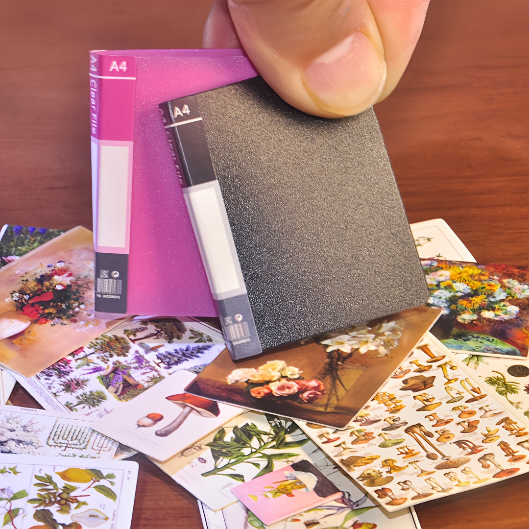 48-Piece Miniature Dollhouse Plant Posters & Flower Art Postcards with 2 Sets of A4 Office File Folder Miniature Scenes - Ideal for Creative Gifts and Unique Novelty Collectibles for Ages 14+