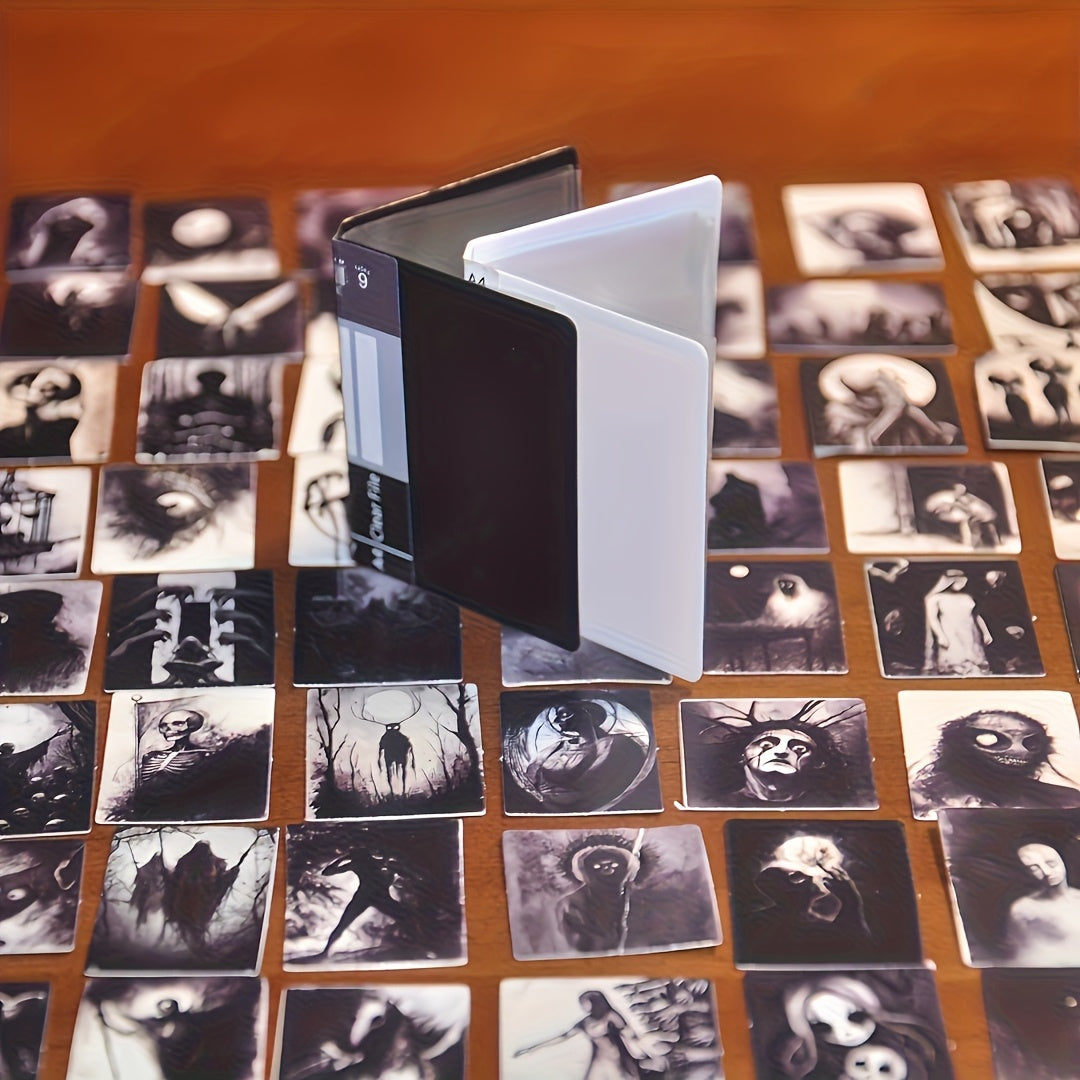 70-Piece Gothic Horror Miniature Art Paper Set for Model House Accessories - 70 Dark Charcoal Drawings, 14+ Adult Crafts, Halloween Diorama Decor, Witch & Fantasy Scenes