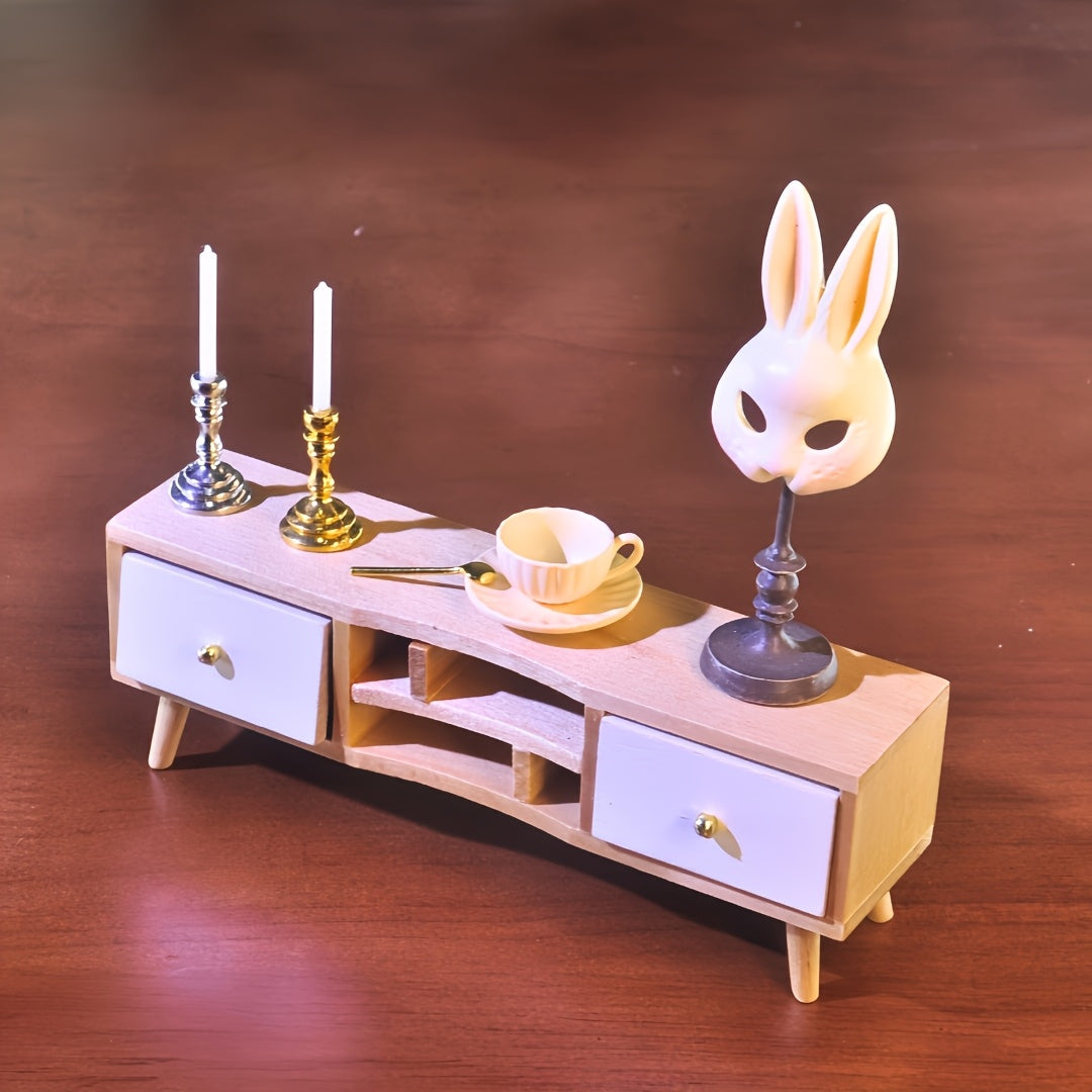 1:6 Scale Miniature Rabbit Mask, Gold & Silver Candle Holders, and Coffee Cup Set - Ideal for Creative Gifts, Dollhouse Accessories, and Unique Novelty Collectibles for Ages 14+