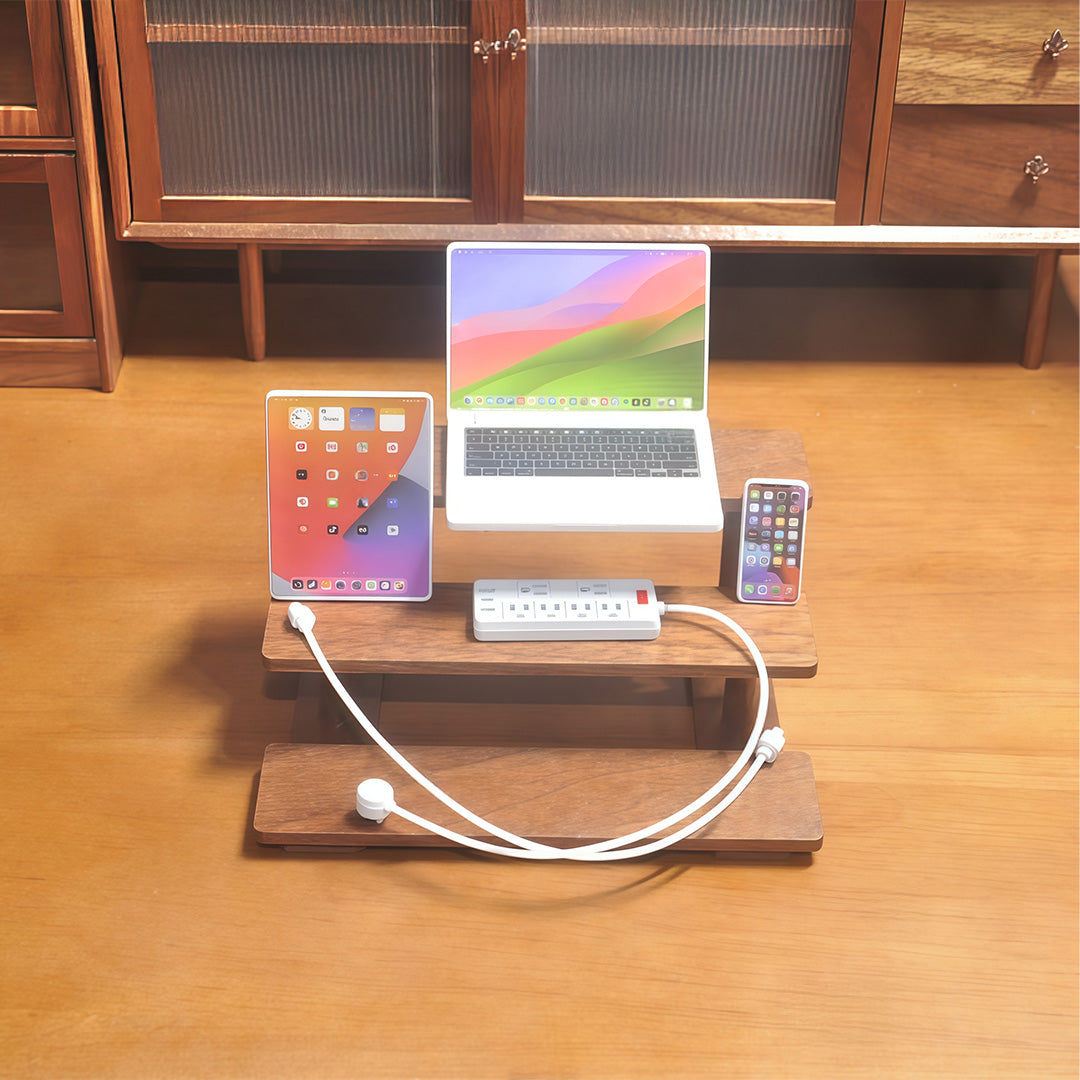 1:6 Scale Miniature Modern Tech Set - Dollhouse Laptop, Tablet, Smartphone & Power Strip - Realistic Office Accessories (White Edition)