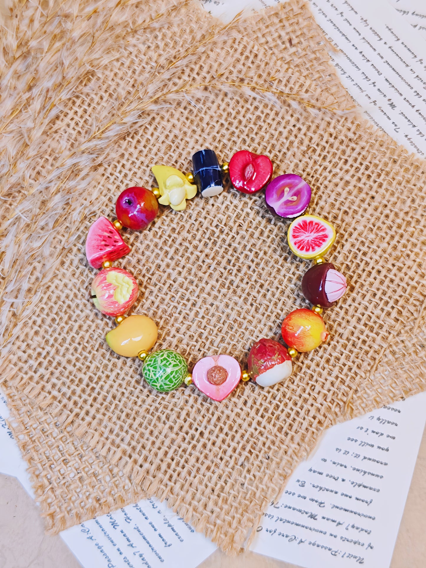 exotic fruit bracelet handmade polymer clay fdmini

